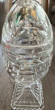 Antique Crystal Egg/Dish W/ Lid
